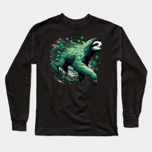 Happy st patricks day funny irish sloth Long Sleeve T-Shirt